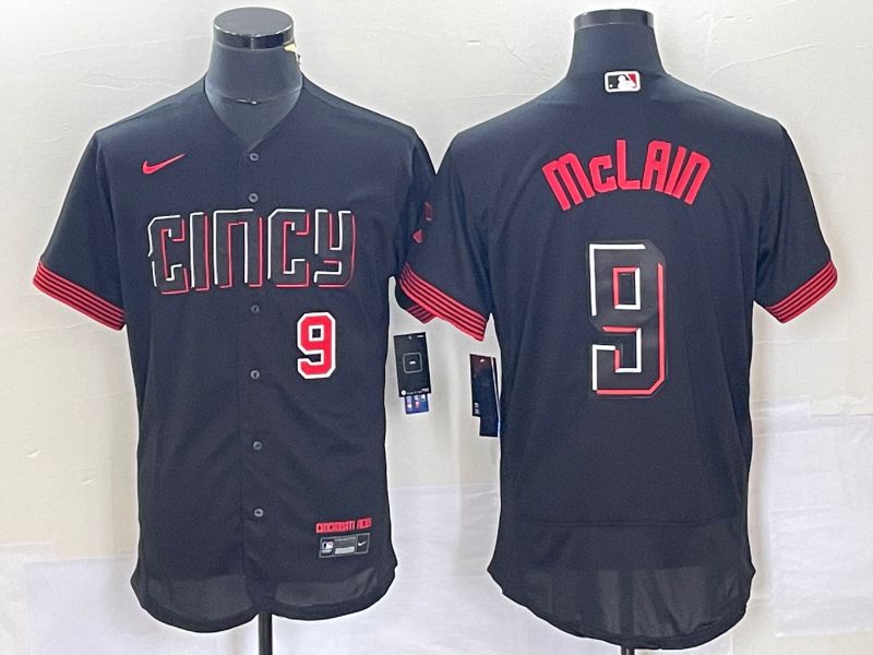Men Cincinnati Reds 9 Mclain Nike Black 2023 City Connect Replica Player Elite MLB Jersey